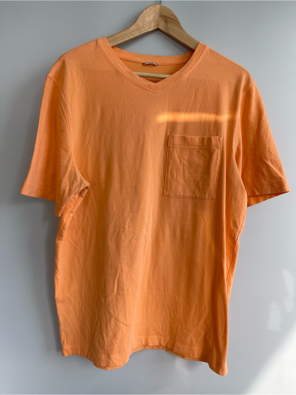 Kit and Ace Men's Bright Orange V-Neck Pocket Tee